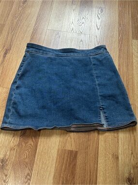 AE High-waisted Denim Mini Skort with slit
